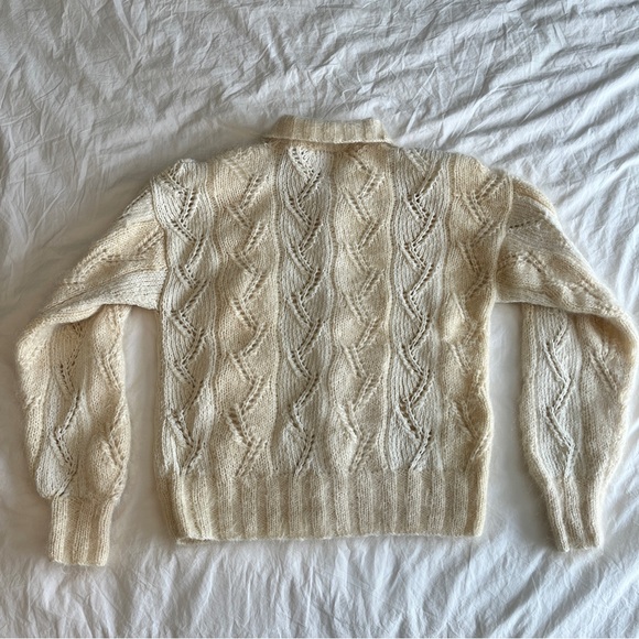 Vintage Evan Picone Cream Cable Knit Cardigan - Picture 5 of 8